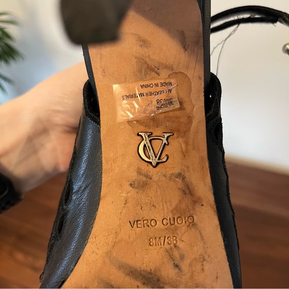 Vero Cuoio Leather Open-Toe Stiletto Heels Black size 8 - Picture 5 of 5